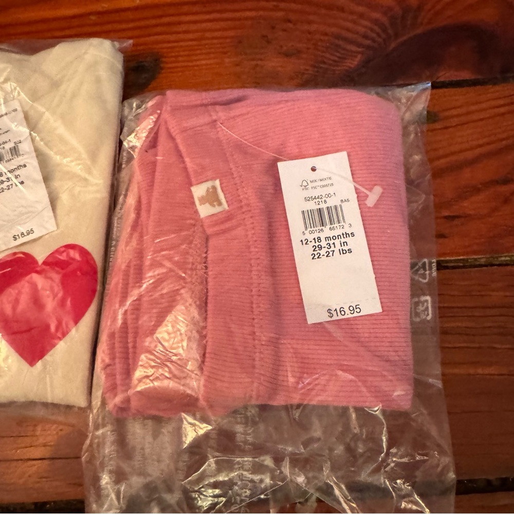 Baby Gap Heart Long Sleeve T Shirt & Matching Ribbed Pink Flare Pants NWT 12-18 - Picture 8 of 8